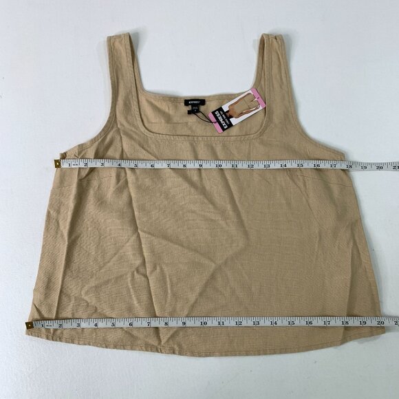 Express Women's Top S Beige Linen Blend Square Neck Tank Top Size S - Picture 5 of 7